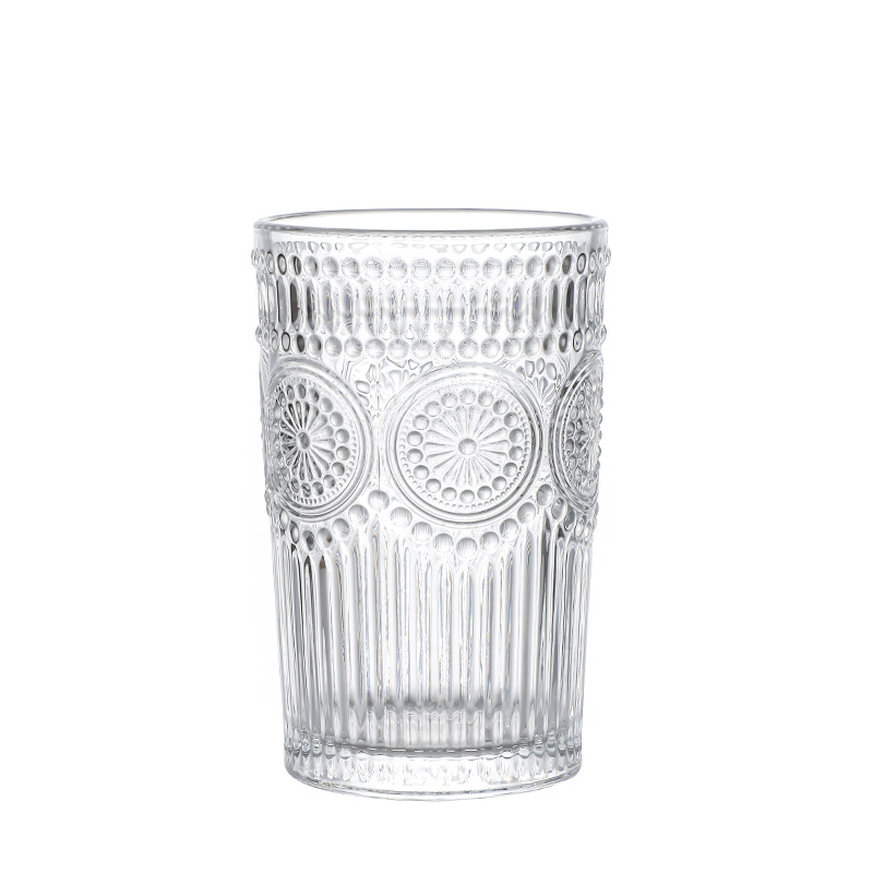Vintage Sun Embossed Glass Drinking Glass