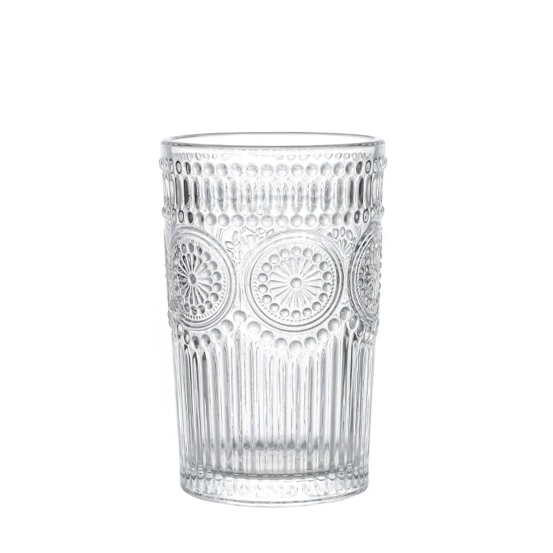 Vintage Sun Embossed Glass Drinking Glass