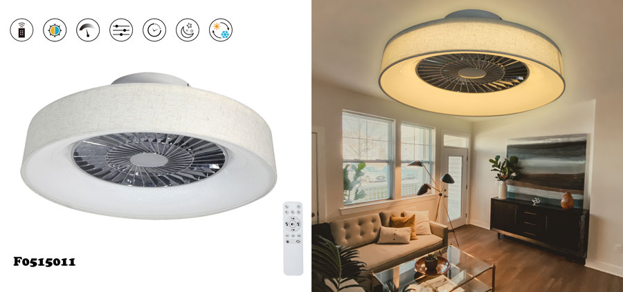 Cloth Shade Ceiling Fan Light