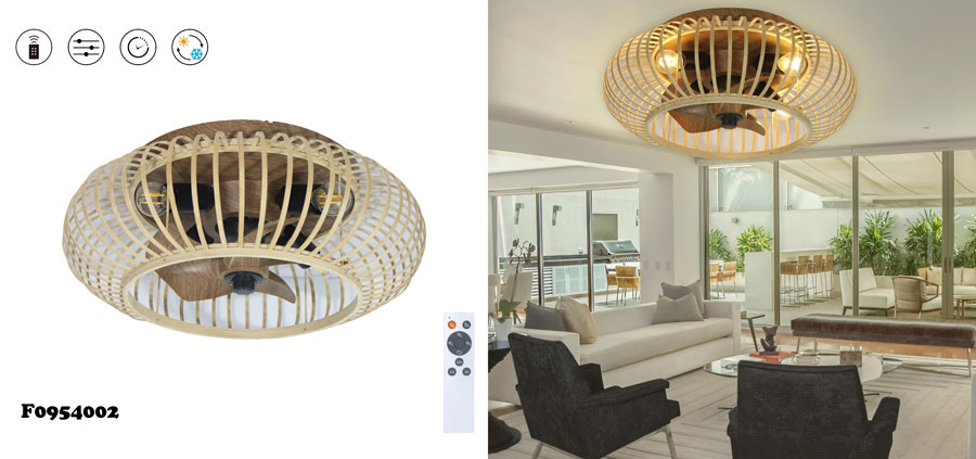 Replaceable Bulb Rattan Ceiling Fan Lamp
