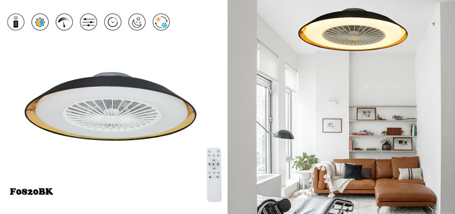 Ultra-thin Beveled Cloth shade Ceiling Fan Lamp