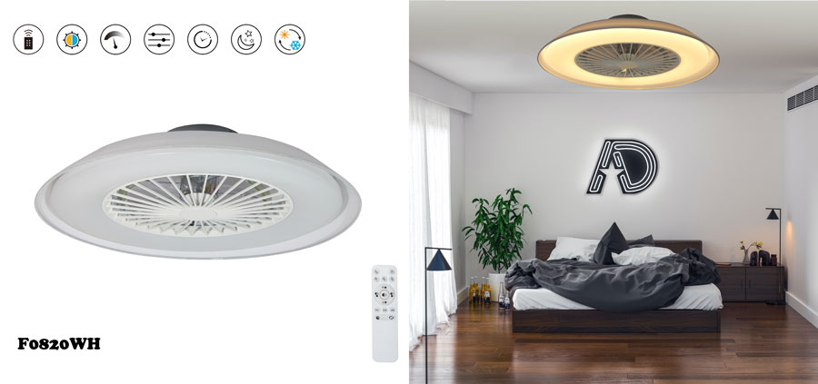 Ultra-thin Beveled Cloth shade Ceiling Fan Lamp