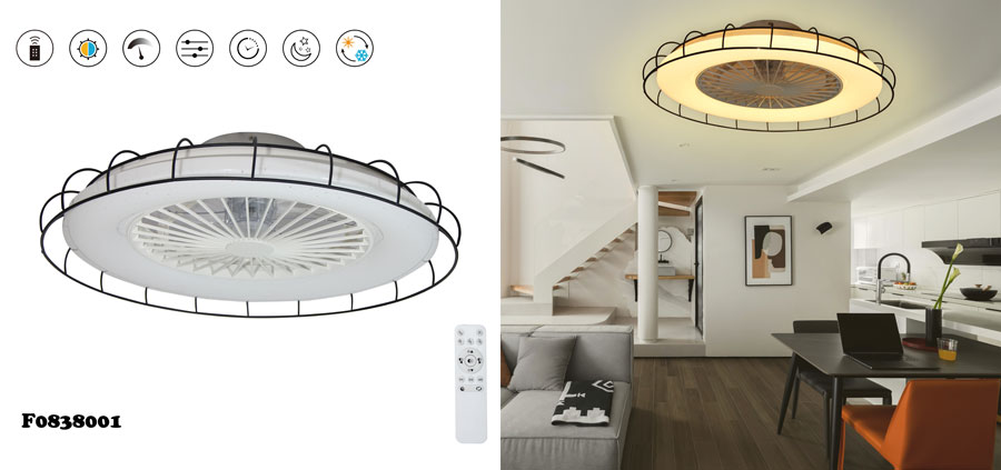 ultra-thin iron shade ceiling fan lamp