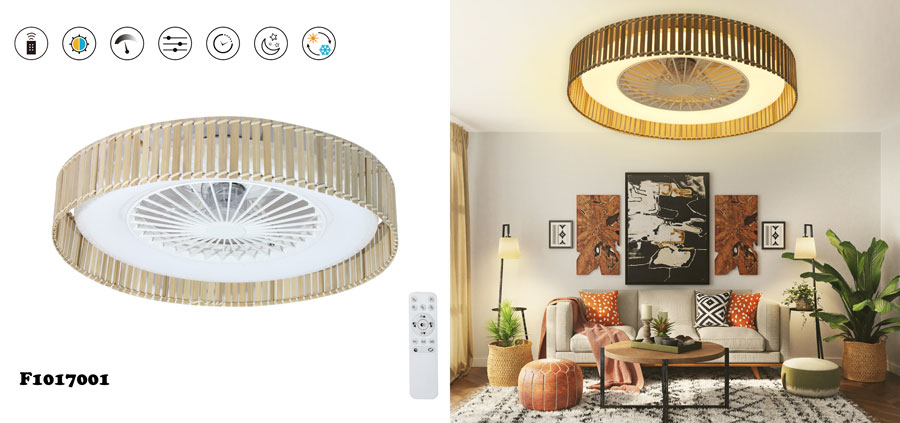ultra-thin straight rattan shade ceiling fan light