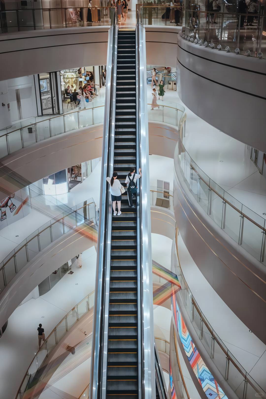 What should I do if I have an accident when riding the shopping centre escalator?