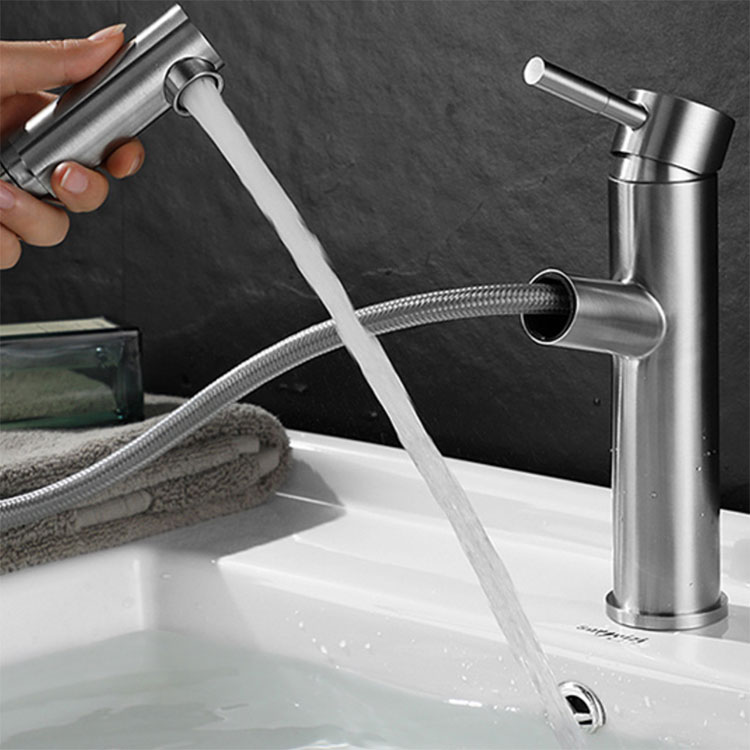 Basin Faucets with Pull Down Sprayer
