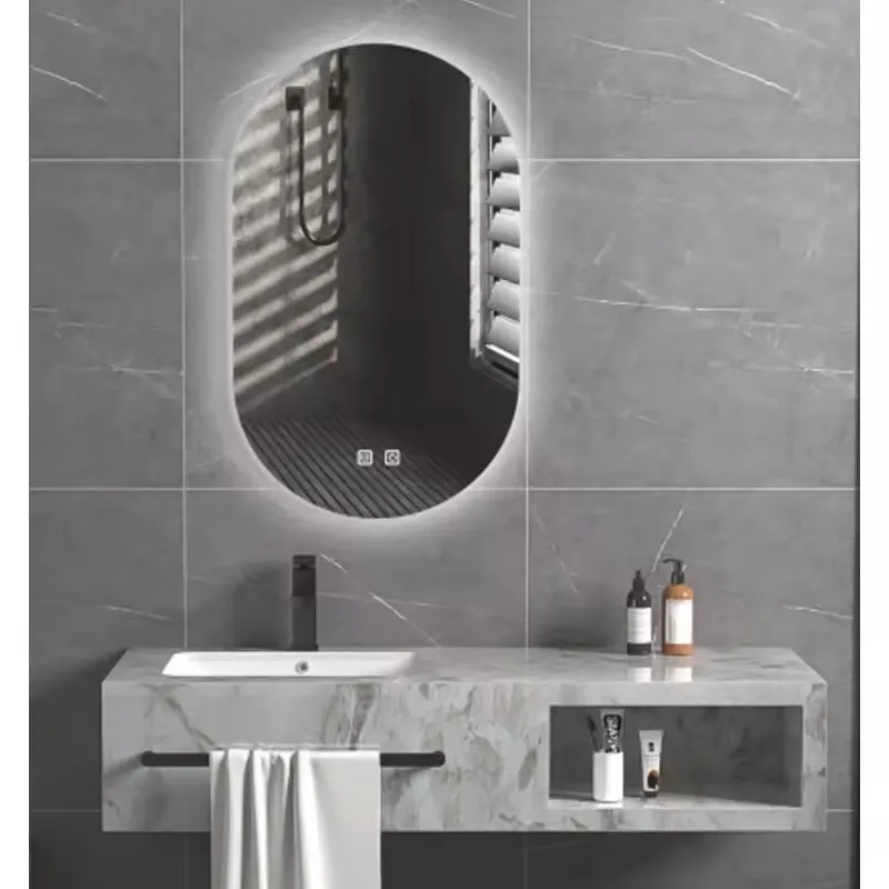 Hotel luxury rock plate bathroom cabinets towel shelf wash basin cabinet set bathroom vanity furnitu