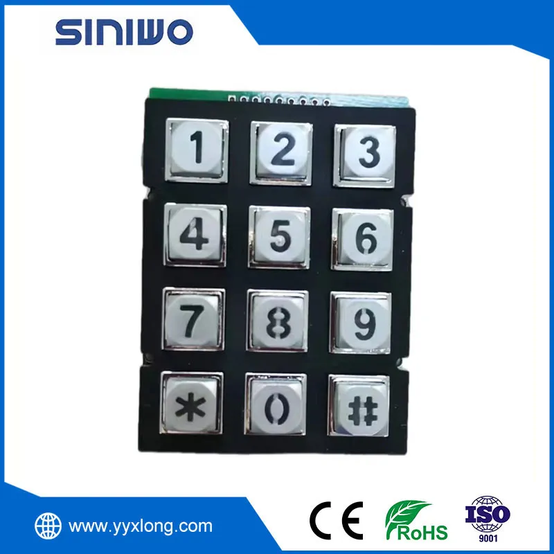 Numeric 3x4 Layout Industrial Metal Keypad