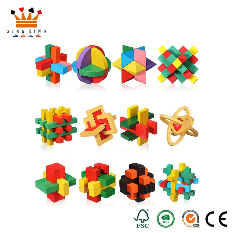 Kleurrijke houten Luban Lock-puzzels
