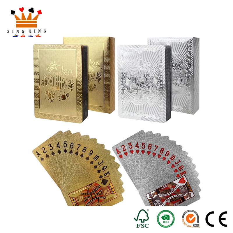 Carte da gioco in metallo lamina d'oro
