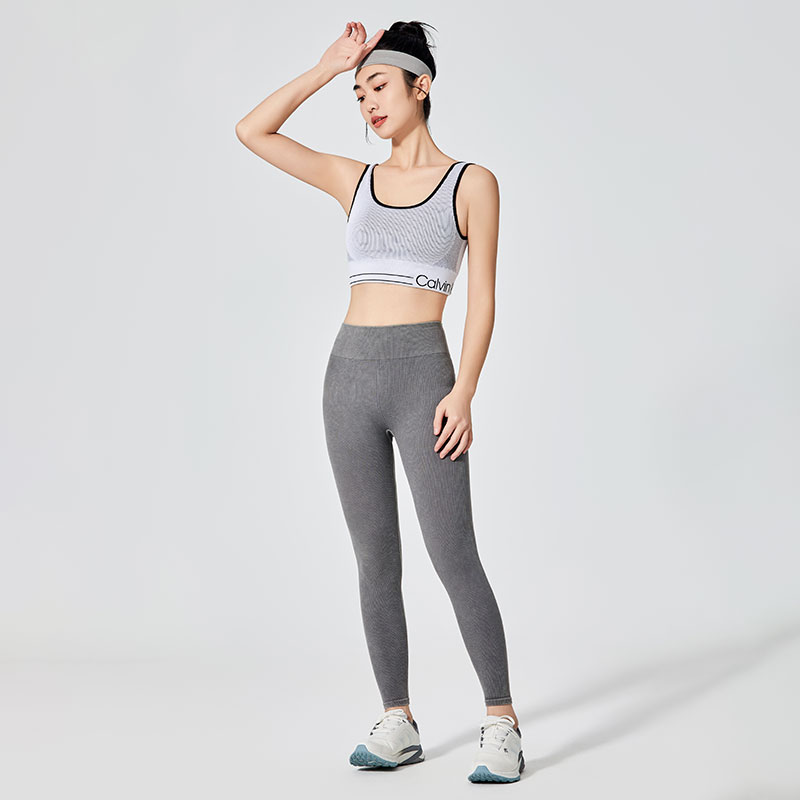 Women Gray Washed Out Effect Sports Leggings - 0