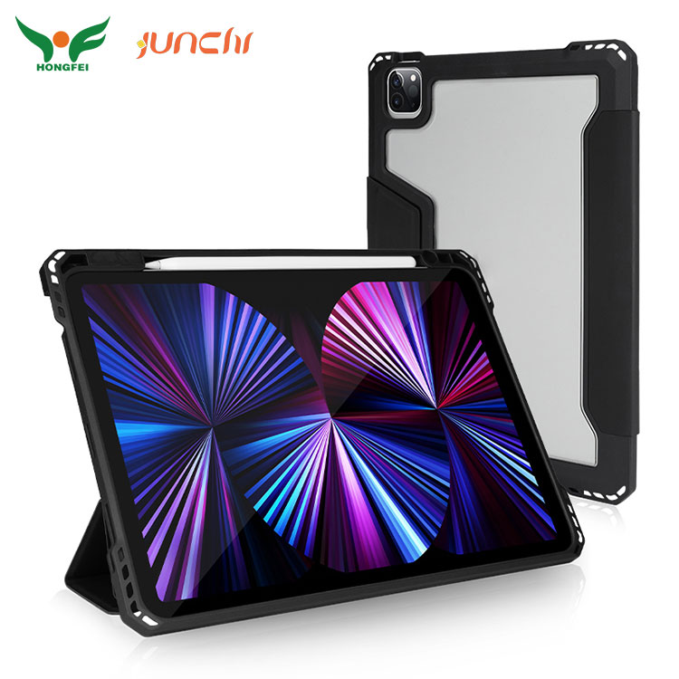 Shock Proof Leather Tablet Case With Built-In Pen Slot