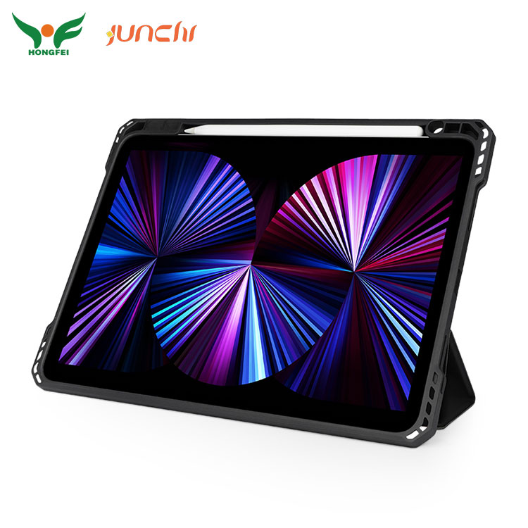 Shock Proof Leather Tablet Case With Built-In Pen Slot - 1