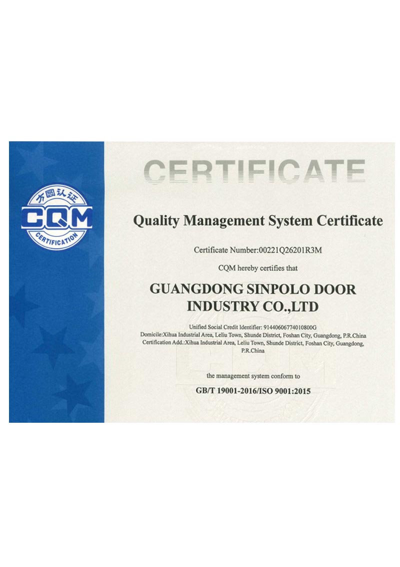 Quality Management System Certificate