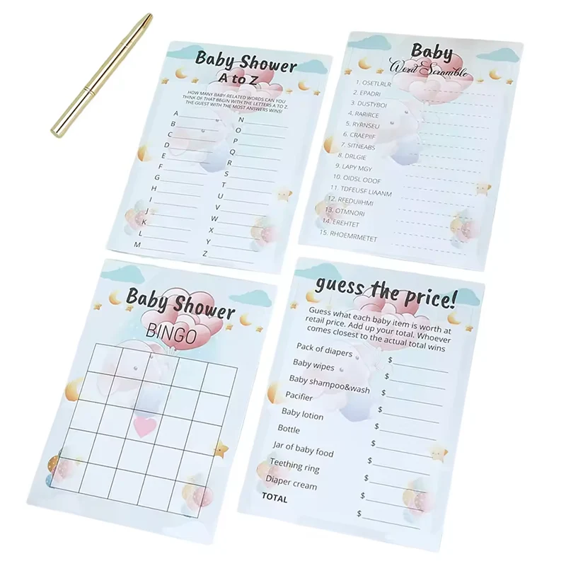 4 Games Gender Neutral Baby Shower Party Games for 100 Guests