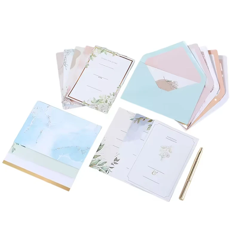 50pcs Bridal Shower Wedding Party Invitations Cards With Envelopes