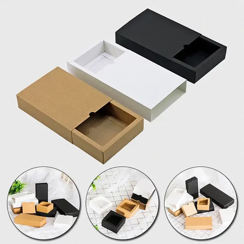 Caja de papel con cajón Kraft negro