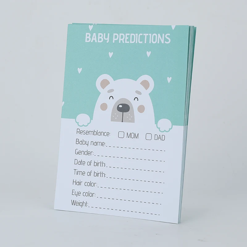 Cute Animal Printing Baby Shower Game Card