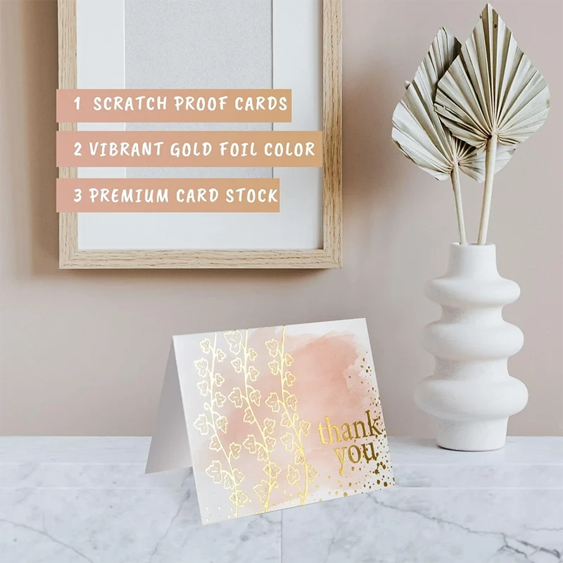 Gold Foil Pink Thank You Card