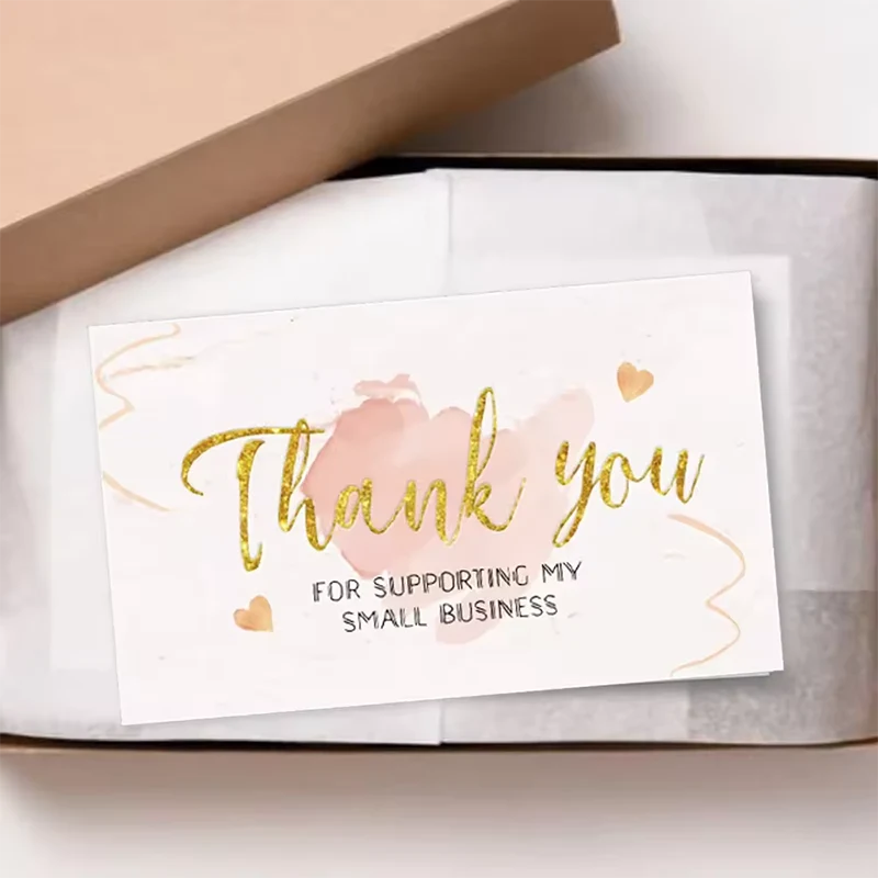 Gold Foil White Art Paper Thank You Card for Small Business