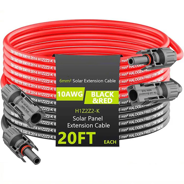 Cavo di estensione solare 20FT 10AWG (6mm2) Filu di estensione di pannelli solari