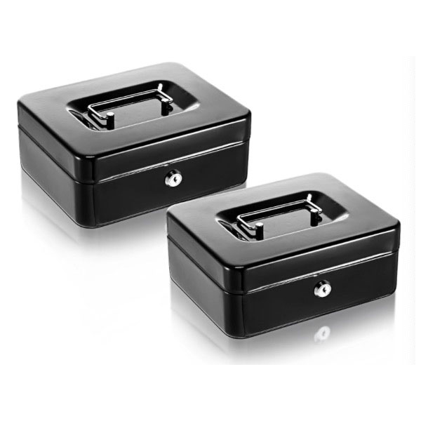 Multiple Compartment Trays Safe Portable Metal Cash Box