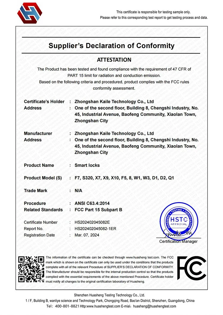 FCC certificate