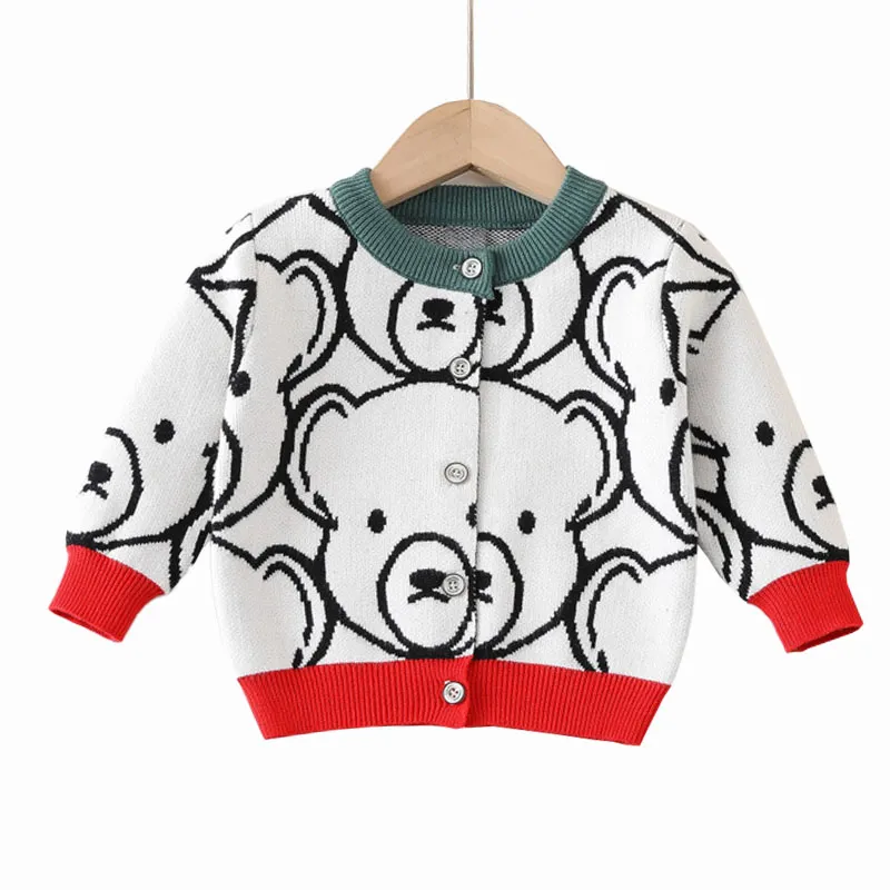 Cartoon Bear Long Sleeve Cardigan Sweater Children