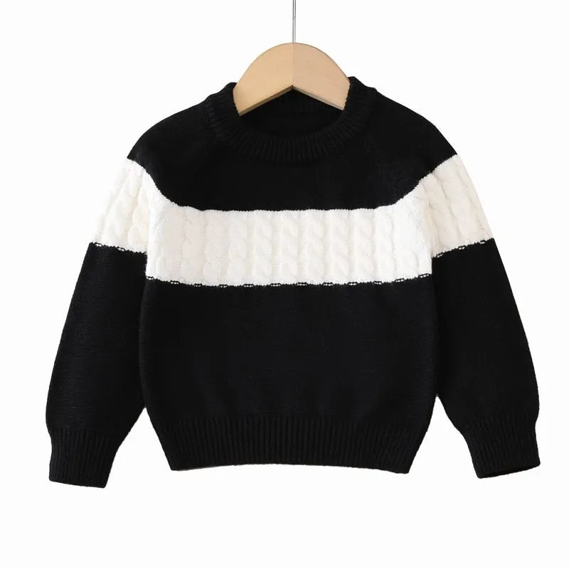 Color Block Long Sleeve Crewneck Sweater Children