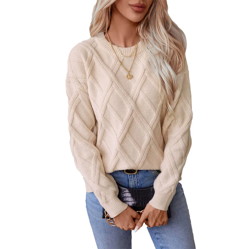 Long Sleeve Crew Neck Pullover Knit Sweater