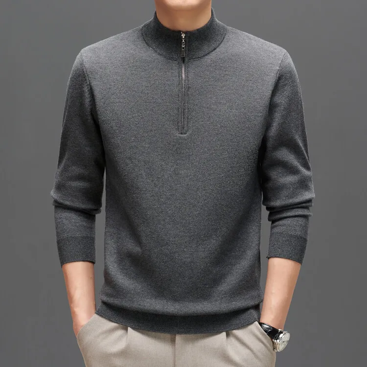 Long Sleeve Men Half Zip Pullover Sweater