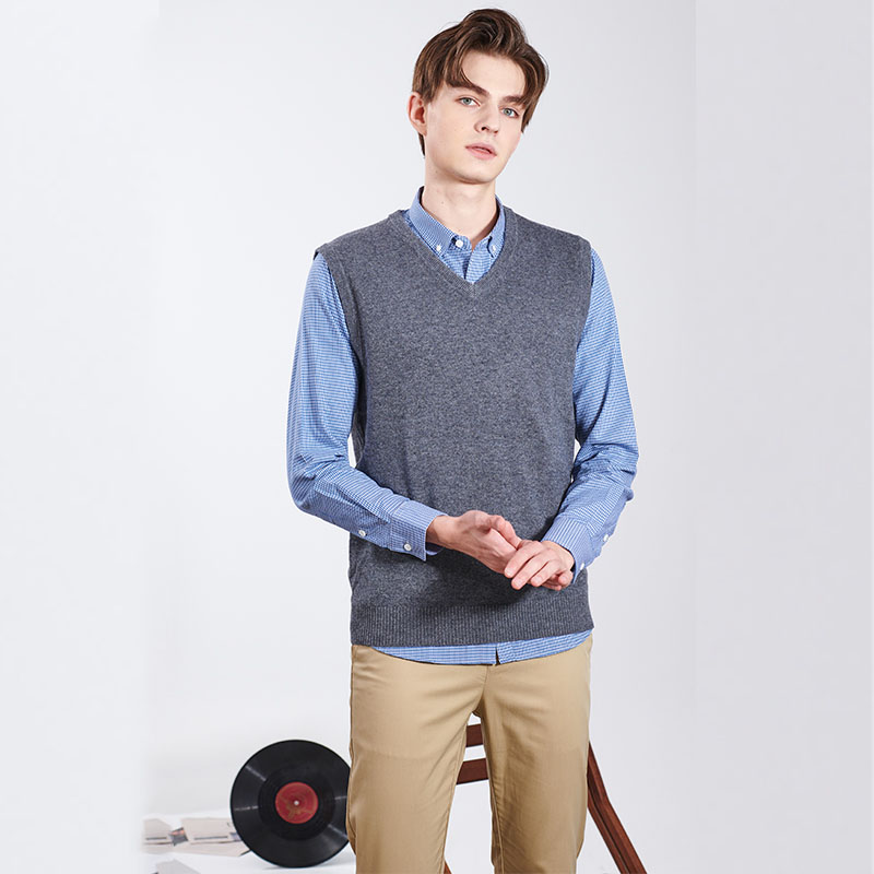 Men's V-Neck Sleeveless Knitted Sweater Vest