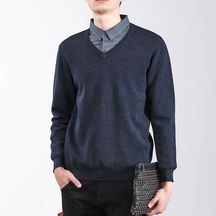 Men V Neck Pullover Sweater