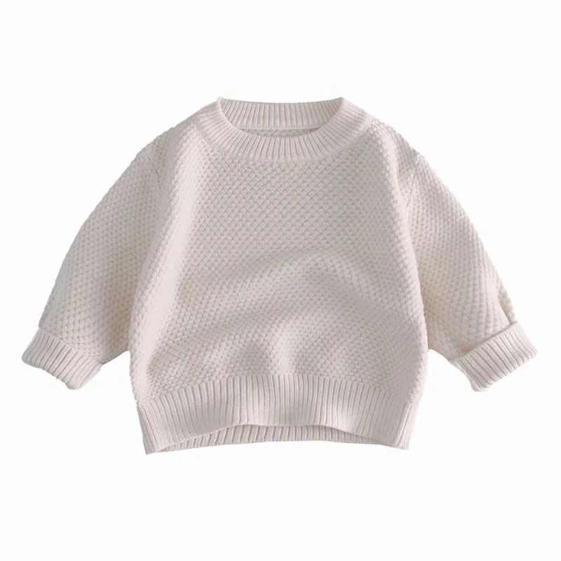 Solid Color Roundneck Knit Children Sweater