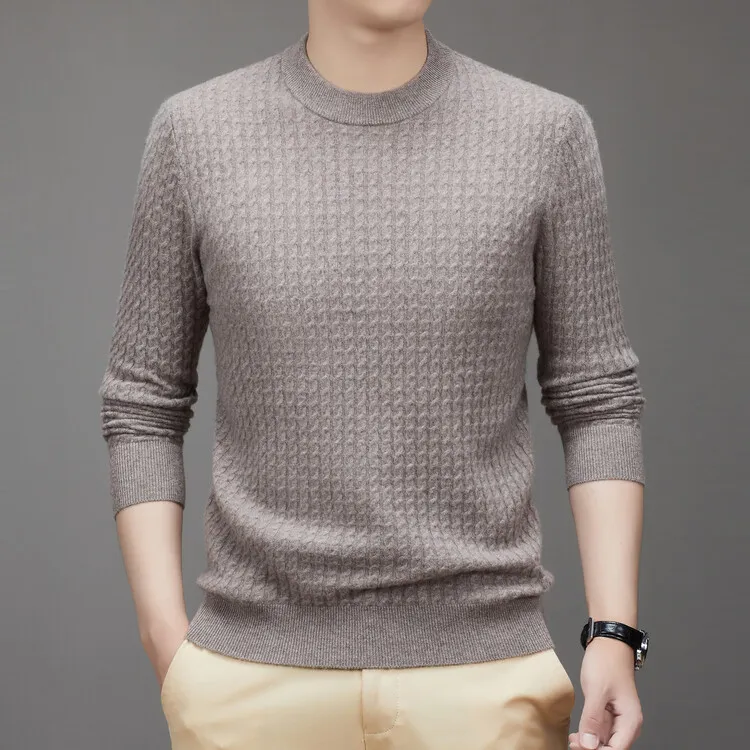 Winter Merino Wool Crew Neck Pullover Sweater