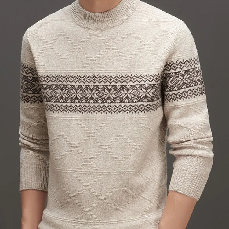 Suéter pulôver de lã com gola redonda