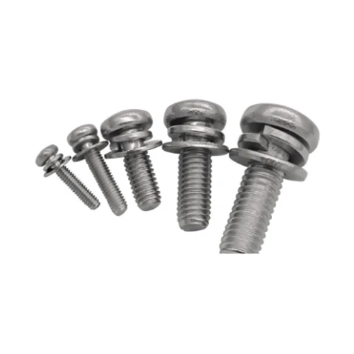 Crossing Recessed Pan Head Tapping Screws And Plain Washer Assemblies