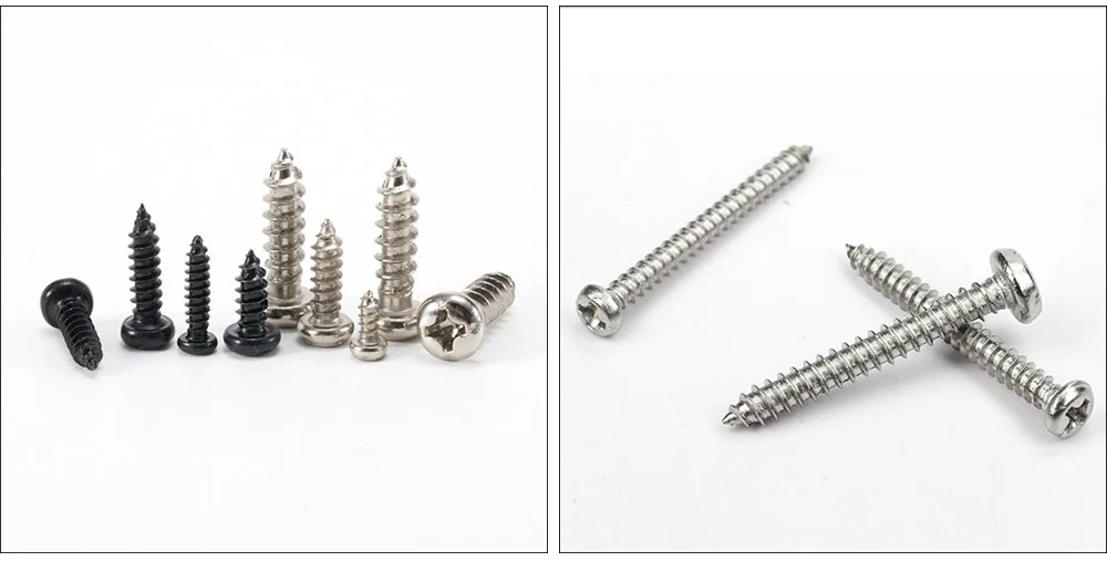 Small pan head screws with cross recess