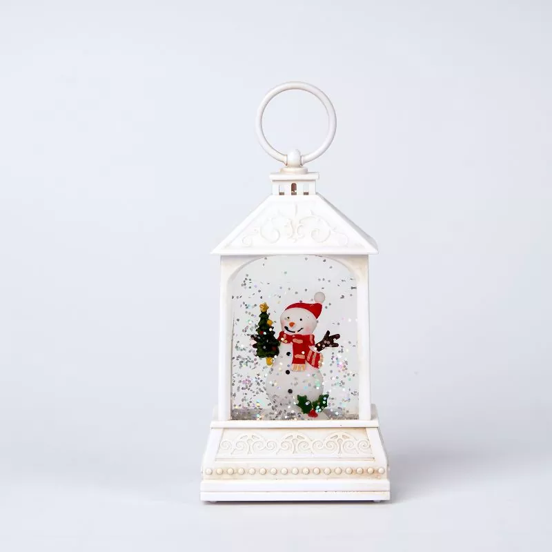 Little Square Lantern Snowman Snowglobe