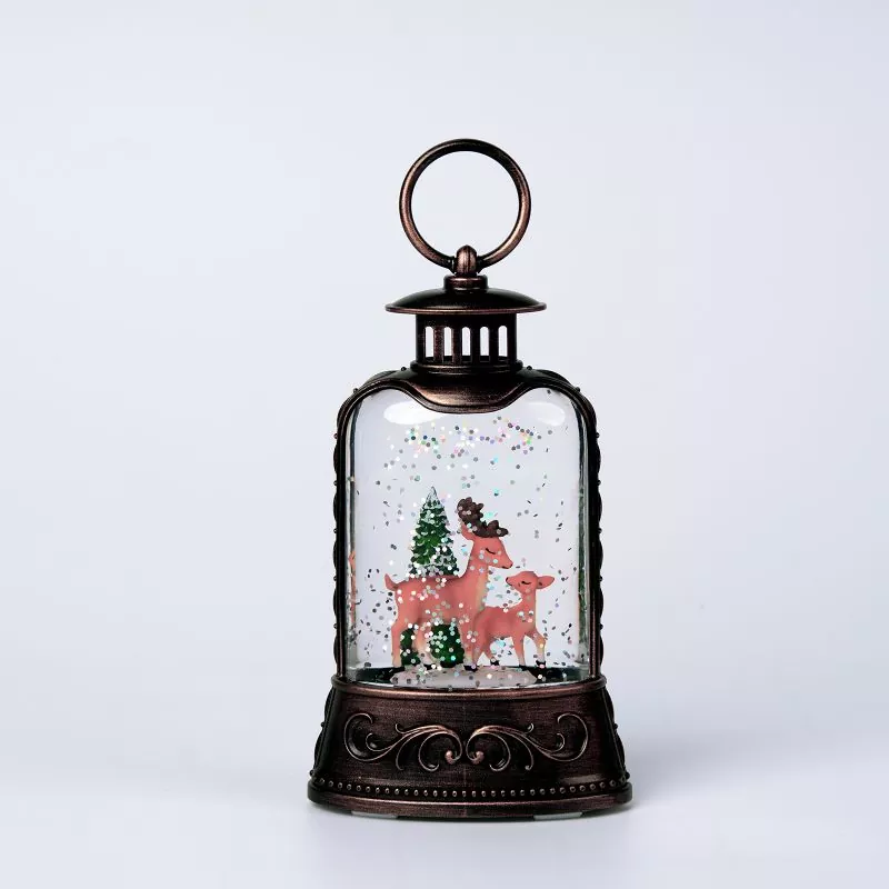 Lille sort lanterne Elk Snow Globe