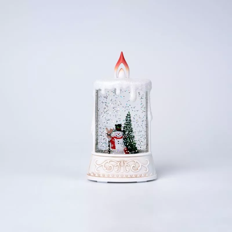 Small Candle Shaped Snowman Snowglobe