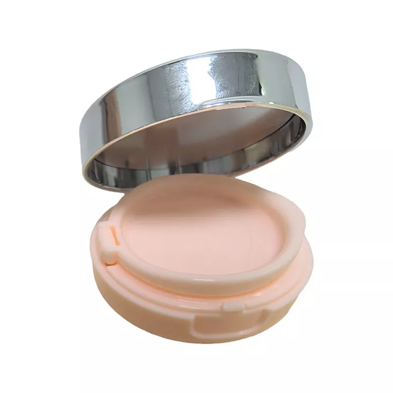 Empty Luxurious White Silver Edge Portable Air Cushion Puff Box BB Cream Container Dressing Case with Powder Puff and Mirror