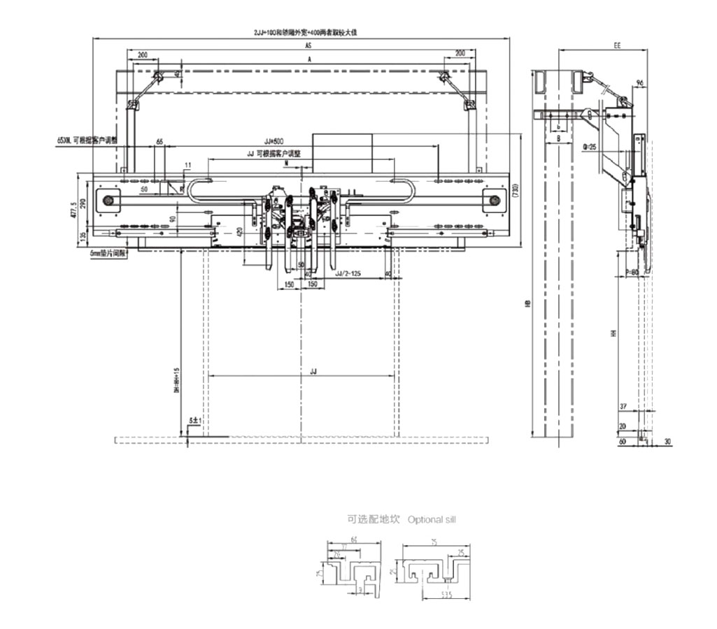 PMH2C Center opening high-speed PM door operator (High speed elevator more than 4m/s)Straight beam installation