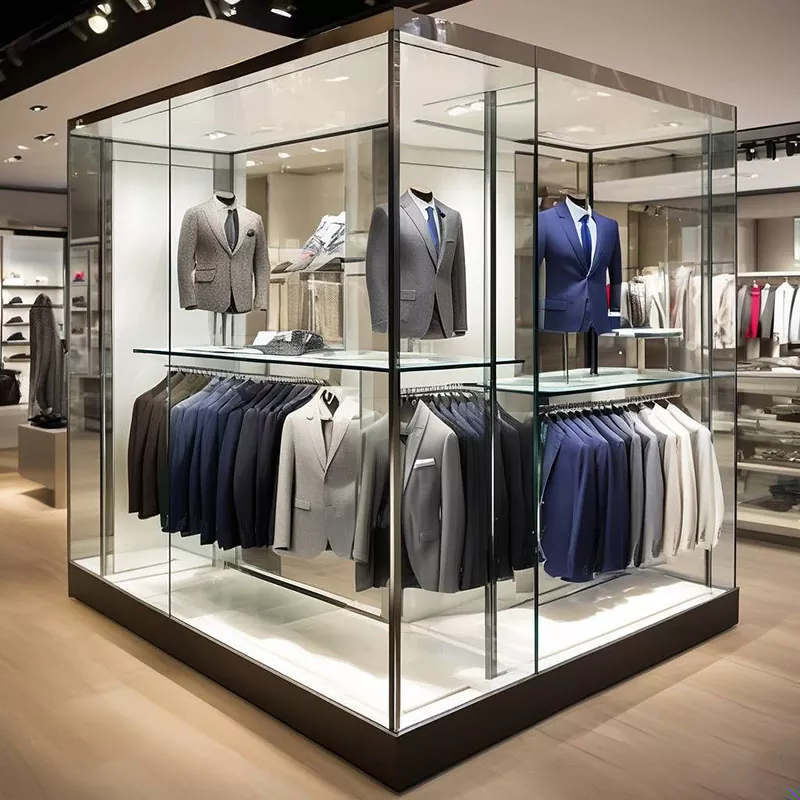 Glass Men's Clothing Display Rack