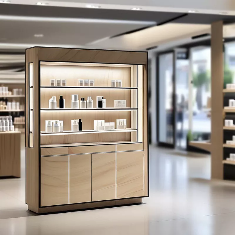 Wooden Skincare Display Cabinet