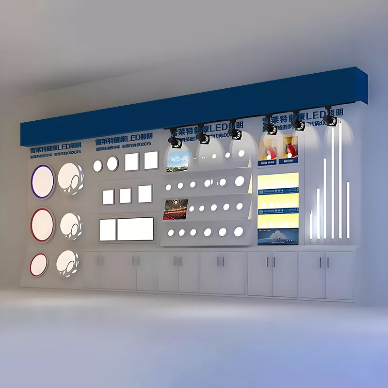 Vitrine d'éclairage autoportante en fer