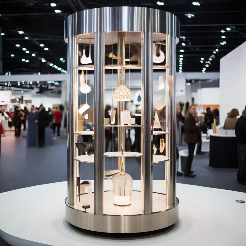 Stainless Steel Rotating Lighting Display Cabinet