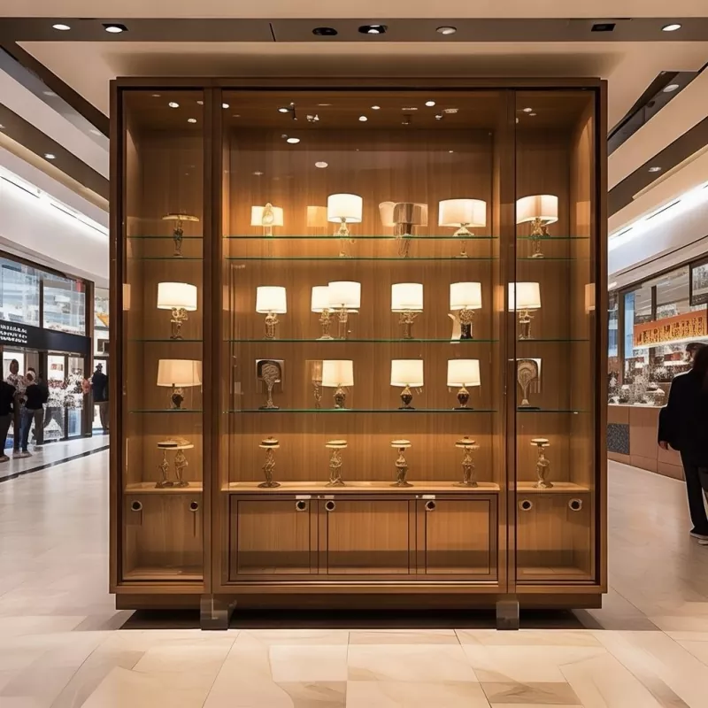 Wooden Wall-mounted Lighting Display Cabinet