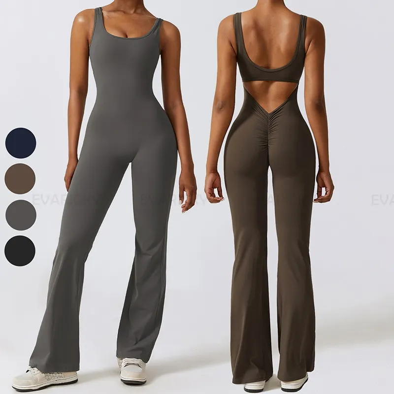 Casual Hollow Back Jumpsuits