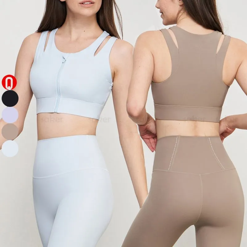 Front Zip Fixed Pads Sports Bra